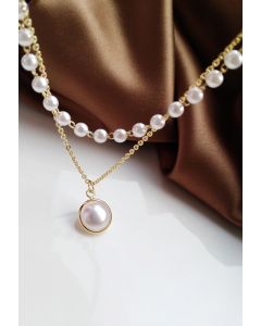 Collar de cadena doble de perlas