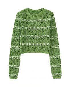 Suéter corto ahuecado de línea ondulada