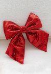 Adorno de Navidad Bowknot de lentejuelas completas en rojo