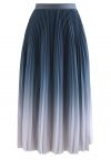 Falda midi plisada azul degradado