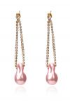 Aretes colgantes de perlas irregulares y diamantes en rosa