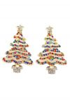 Pendientes de árbol de Navidad con diamantes de imitación de colores