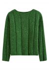 Acogedor suéter de punto mixto con hombros caídos en verde