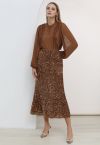 Falda larga de terciopelo con lentejuelas Dazzling Dream en marrón