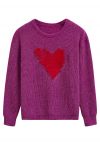 Suéter de punto con patrón de corazón Doodle