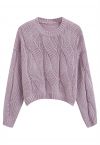 Suéter de punto trenzado Casual Elegance en color lila