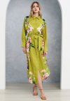 Vestido camisero color lima con estampado Enchanting Blossom