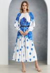 Vestido largo plisado en color acuarela de Blossoming Day en azul