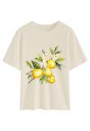 Camiseta con cuello redondo y estampado de flores de limonero
