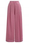 Pantalones anchos de mezcla de lino con bolsillo lateral en rosa
