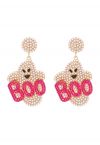 Pendientes de perlas BOO Evil Ghost en rosa intenso