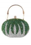 Clutch ovalado de calabaza con diamantes de imitación en verde