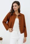 Chaqueta de punto con botones y cuello clásico en color caramelo