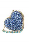 Bolso de hombro mini con corazón de diamantes de imitación en azul