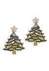 Pendientes de árbol de Navidad con estrella en la parte superior en color verde oscuro