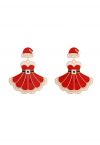 Pendientes de esmalte con forma de vestido navideño de perlas