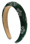 Diadema de esponja con diamantes de imitación y copos de nieve en color verde