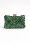 Cartera de mano con superposición de diamantes de imitación en color verde