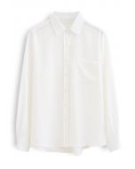 Camisa Básico Blandura hola-bajo en blanco