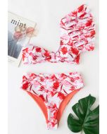 Conjunto de bikini Flor de un hombro con volantes