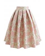 Encantadora falda plisada en relieve de jacquard rosa
