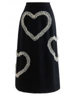 Falda de tubo de malla con ribetes de corazón