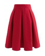 Falda plisada con estampado de corazón rojo Airy