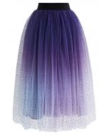 Falda Midi Festive Sparkle Tul Ombre en Morado