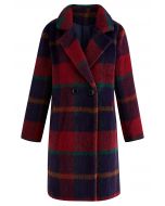 Abrigo festivo de mezcla de lana difusa a cuadros escoceses