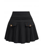 Minifalda plisada con cristales deslumbrantes en negro