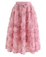 Falda de tul de malla rosa rosa 3D