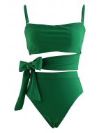Conjunto de bikini de pajarita verde vintage