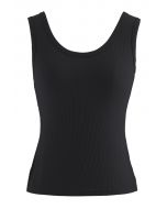 Camiseta sin mangas con espalda abierta entrecruzada en negro