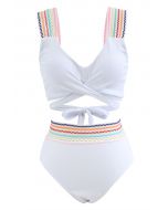 Conjunto de bikini de canalé ondulado colorido