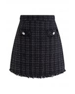 Minifalda Bud de tweed de cuadrícula en negro
