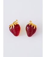 Pendientes de resina de fresa roja 3D