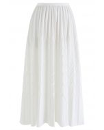 Falda midi plisada con relieve en zigzag en blanco
