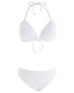 Conjunto de bikini liso blanco con cordón