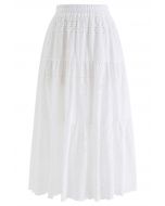 Falda midi de algodón con ojales bordados Floret en blanco