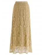 Falda larga de encaje Paisley Cutwork en Tan