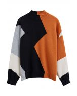 Suéter de punto con bloques de color caprichoso