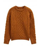 Back To Cozy Jersey de punto trenzado en calabaza