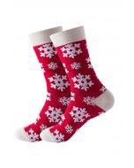 Calcetines navideños de jacquard con vibración en rojo copo de nieve