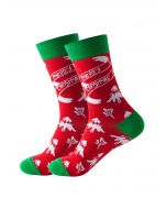 Calcetines navideños de jacquard con vibración en rojo