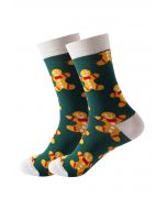 Calcetines navideños de jacquard con vibración en esmeralda