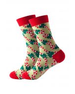 Calcetines navideños de jacquard con vibración en verde guisante