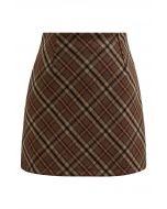 Minifalda Bud de tartán moderno en marrón
