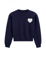 Suéter de punto acogedor Sweet Heart en azul marino