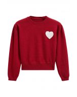 Suéter de punto acogedor Sweet Heart en rojo