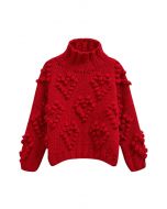 Suéter de cuello alto de Knit Your Love en rojo